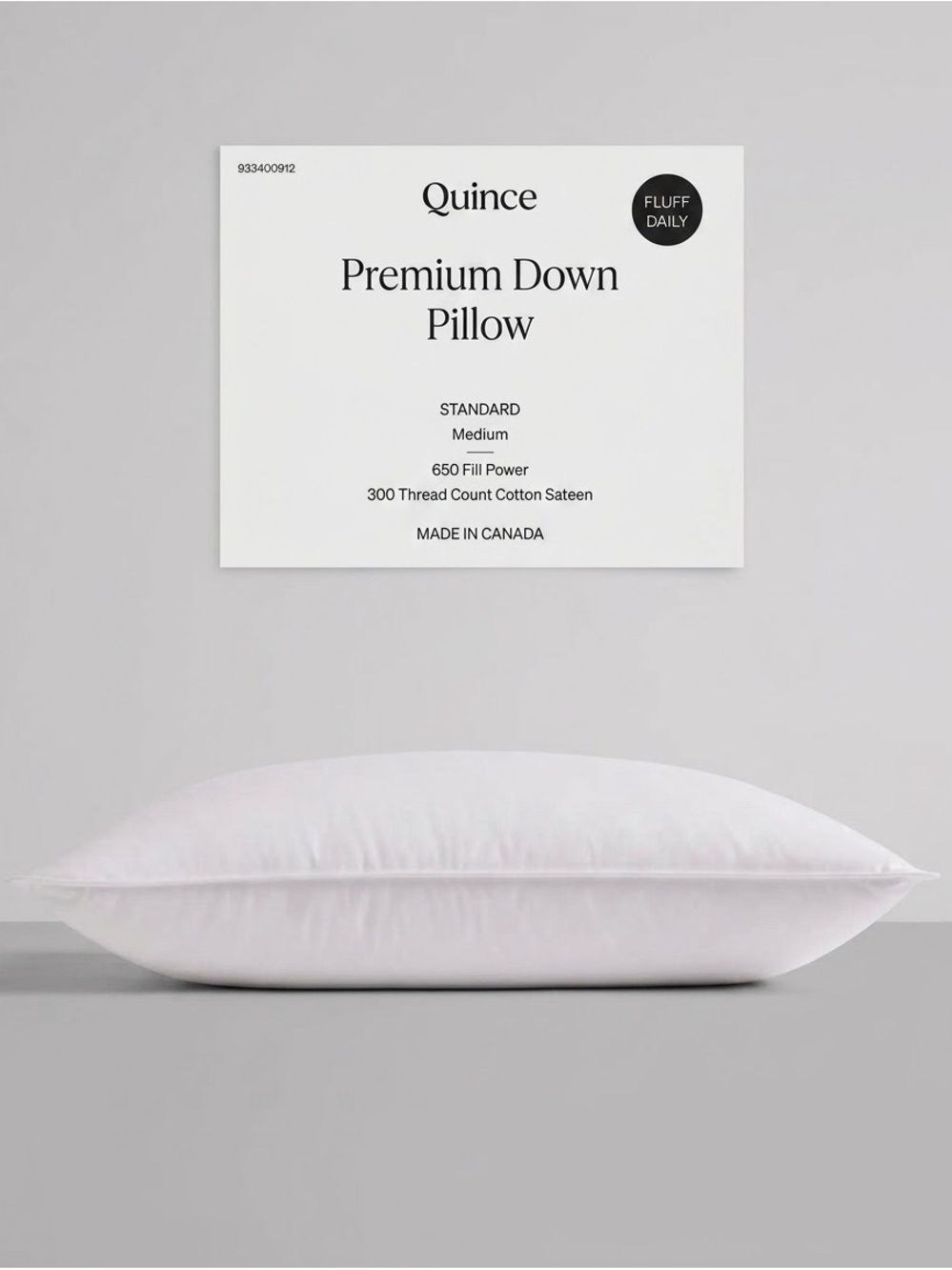 NWT Quince Premium Down Pillow Standard Size Medium Density 650 Fill Power